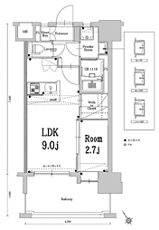 エンクレスト空港通り 1DKの間取図画像
