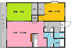 リーセント春町 2LDKの間取図画像