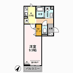 CASA白金 1Kの間取図画像