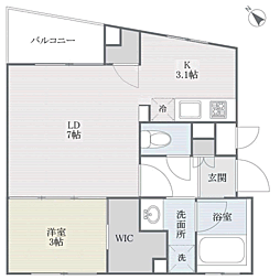 B/UNITYTAKESHITAEKIMAE 1LDKの間取図画像