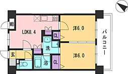 コンダクト福岡東 2LDKの間取図画像