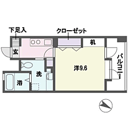 アントゥール薬院 1Kの間取図画像
