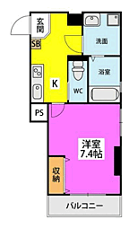 クロスステージ大濠公園 1Kの間取図画像