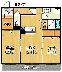 カーサエクラシエ 3階2LDKの間取り