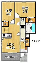アネモスヒルズ泉佐野II 1階2LDKの間取り