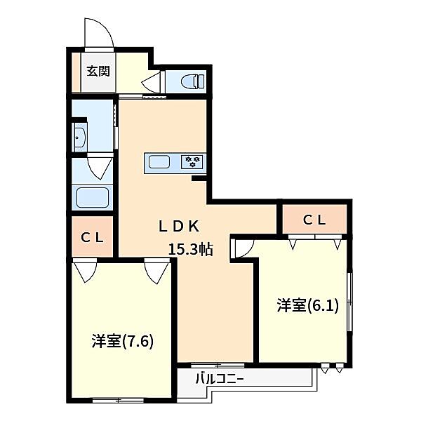 ボヌール新都心 203｜埼玉県さいたま市中央区本町西５丁目(賃貸マンション2LDK・2階・65.39㎡)の写真 その3