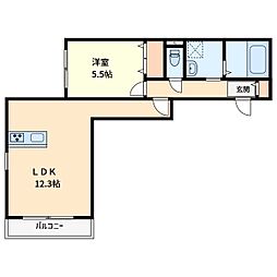 カントリーマム邦菊 2階1LDKの間取り