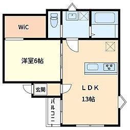 ユニバーサルシティ鈴谷 3階1LDKの間取り