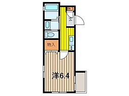 ハーランド 1階1Kの間取り