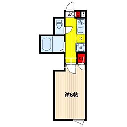 ヴィラ川口西青木 1階1Kの間取り