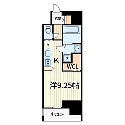 ルミエール浦和仲町 11階ワンルームの間取り
