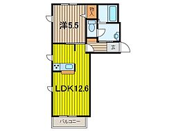 ガァルテンシュタット2 2階1LDKの間取り