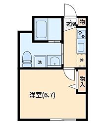 アクシーズ新都心 1階1Kの間取り