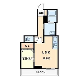 スマートグラン浦和岸町 1階1LDKの間取り