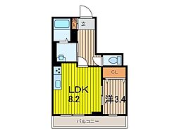 スマートグラン浦和岸町 3階1LDKの間取り