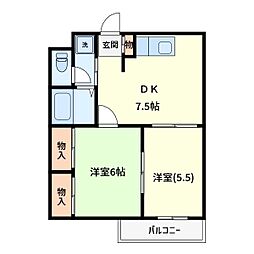 エステートYAMAZAKI 2DKの間取図画像