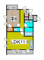フィルージュ白幡 1LDKの間取図画像