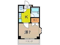 タリーハイム太田窪 1Kの間取図画像