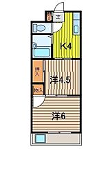 宮根第2コーポ 2Kの間取図画像