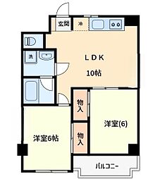 ボンエルフ 2LDKの間取図画像