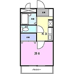 ラ・カーサ壱番館 1Kの間取図画像