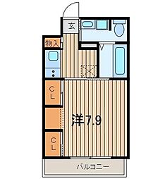 リブリ・千 1Kの間取図画像