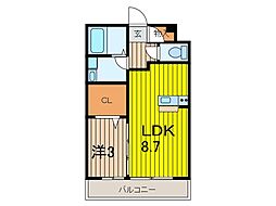メゾンクレール3 1LDKの間取図画像
