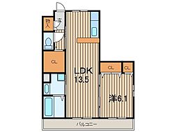ロイヤルヒルズ武蔵浦和A 1LDKの間取図画像
