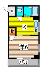 スリーブライト南浦和 1Kの間取図画像