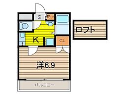 エルフォレスト浦和 1Kの間取図画像