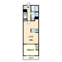 リーブルファイン上戸田 1LDKの間取図画像