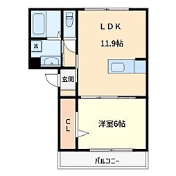 メゾンD-常盤 1LDKの間取図画像