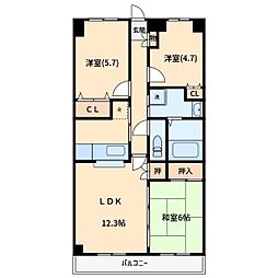 フェリスローマ浦和 3LDKの間取図画像