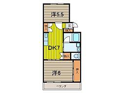 守屋ビル 2DKの間取図画像