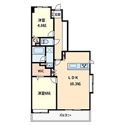 東急ドエルアルス浦和針ヶ谷 2LDKの間取図画像