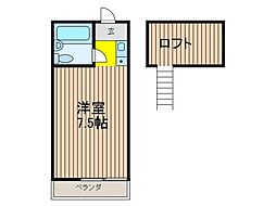 メゾン中尾第1A ワンルームの間取図画像