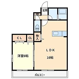 グランメールK 1LDKの間取図画像