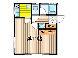 イナリハイツ ワンルームの間取図画像