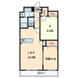 カーム レジデンス プロローグ 1SLDKの間取図画像
