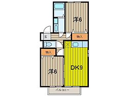 セジュール21 2DKの間取図画像