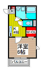 ビアリッツ2 1Kの間取図画像