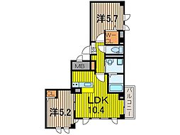 スカイエ浦和仲町 2LDKの間取図画像