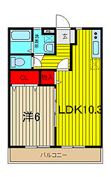 ブライト2 1LDKの間取図画像