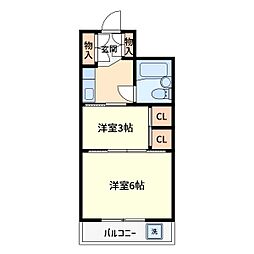 第16ユーセードムス 2Kの間取図画像