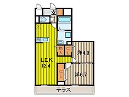 メゾン・ド常磐 2LDKの間取図画像