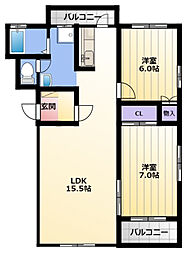 間取図画像 2LDK