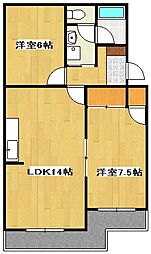 スカイシャトー城山1 2LDKの間取図画像