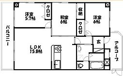 ライフ第5マンション大平台 3LDKの間取図画像