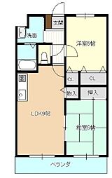 リベルテ曳馬 2LDKの間取図画像