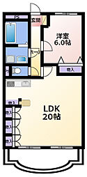 クレール浜松1 1LDKの間取図画像